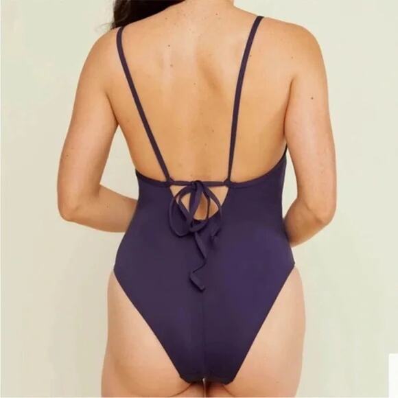 Andie Swim The Paloma One Piece Long Torso Swimsuit Navy Blue Size Medium Tall - Picture 1 of 8